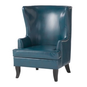 NicBex Leather Accent Chair,Upholstered Living Room Chairs with High Backrest and Flared Wood Legs,Cozy Armchair,Club Chairs for Living Room - 1 of 4