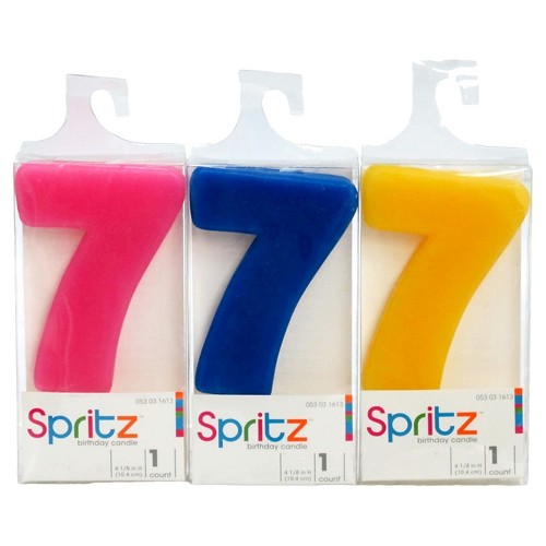 'Number 7 Unscented Birthday Candle - Spritz , Size: ''7'''