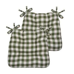 Kate Aurora Country Living Gingham Plaid Checkered Country Farmhouse Chair Cushion Pads - 1 of 3