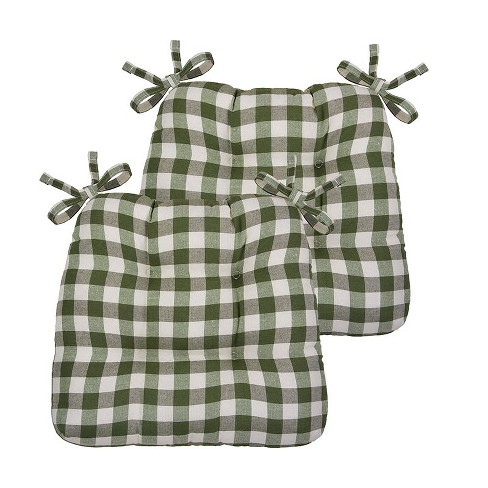 Kate Aurora Country Living Gingham Plaid Checkered Country Farmhouse Chair Cushion Pads 2 Piece Sage Green Target