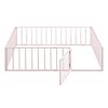CAVINAS Twin/Full/Queen Size Metal Bed Frame with Safety Fence & Door,Modern Floor Bed for Kids Room,Playroom - 4 of 4