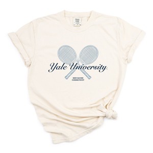 Yale University Tennis Rackets - Women's Garment Dyed Graphic T-Shirt - 1 of 4