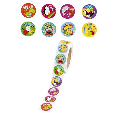 1000-Count Encouragement Sticker for Kids Reward Motivations, Animals Design, 1.5" Diameter
