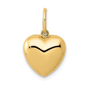 Black Bow Jewelry 14k Yellow Gold 3D Hollow Puffed Heart Charm or Pendant, 12mm - 1 of 4