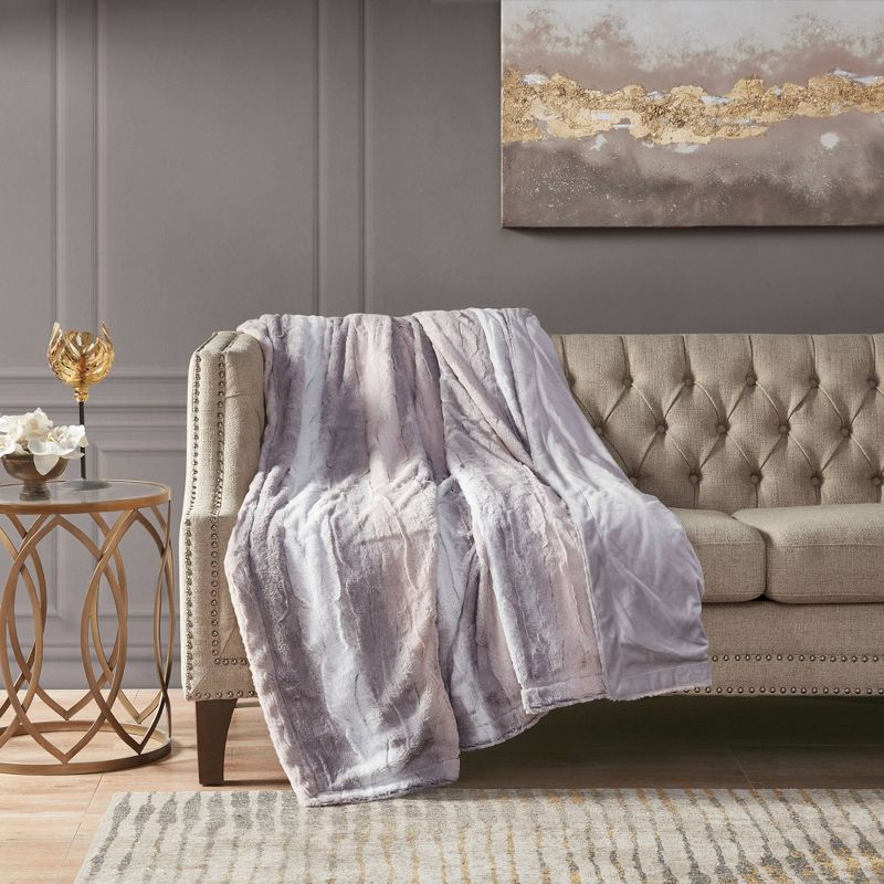 60"x70" Oversized Marselle Faux Fur Throw Blanket - Madison Park , 2 of 8