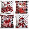 Lomsoe Christmas 4pcs Merry Red House Candy Stocking Snowman Bow Gift Box Pillow Cover Bedding Suitable for Bedroom, Best for Christmas. - 3 of 4