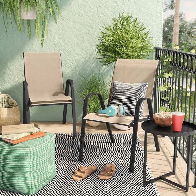 Sling Outdoor Patio Dining Chairs Stacking Chairs Brown - Room Essentials&#8482;_6