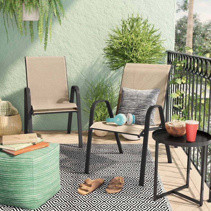Sling Outdoor Patio Dining Chairs Stacking Chairs Brown - Room Essentials&#8482;, 3 of 9