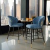 Christopher Knight Home Bohnhof Contemporary Upholstered 28 Inch Barstools with Metal Frame (Set of 2), Blue - 3 of 4