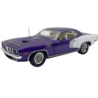 1971 Plymouth Barracuda Violet Metallic and White Limited Edition to 350 pieces Worldwide 1/18 Diecast Model Car by ACME