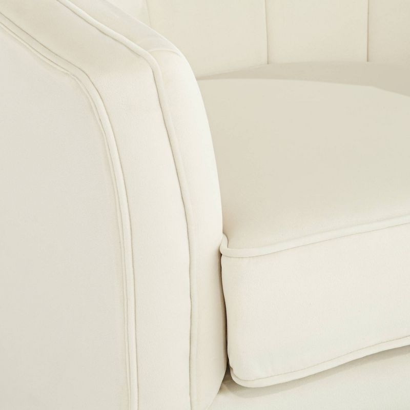 55 Downing Street Leighton White Velvet and Gold Tufted Accent Chair, 5 of 10