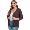 Women's Plus Size Cardigan Open Front Oversized Button Lightweight Sweaters V Neck Loose 3/4 Sleeve Cardigans Knit Outwear - 2 of 4