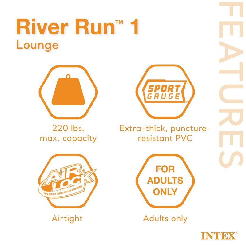 Intex River Run 1 Person Inflatable Tube Raft Float for Lake, Pool, and River, 4 of 8