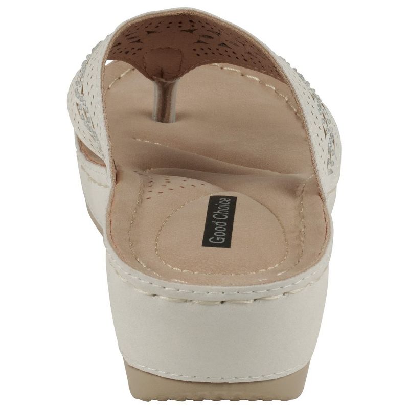 GC Shoes Bari Embellished Perforated Comfort Slide Wedge Sandals, 3 of 6