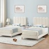 Whizmax White Bed Frame, Velvet Upholstered Platform Bed Frame with Headboard, Strong Wooden Slats(White) - 3 of 4