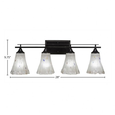 Toltec Lighting Uptowne 4 - Light Vanity in  Dark Granite with 5.5" Fluted Frosted Crystal Shade