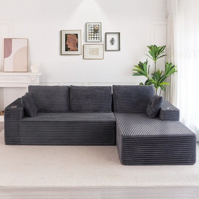 MAXYOYO 110" Modular Sectional Sofa Couch, with L-Shape Chaise, Modern Boneless Couch for Living Room, No Assembly Required