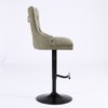 Set of two modern upholstered bar height swivel stools with tufted backs and studded accents, height adjustable - 3 of 4