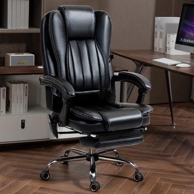 NicBex Adjustable Office Chair Modern PU Leather Massage Computer Chair with Arms, Retractable Footrest and Heating Function for Office, Study