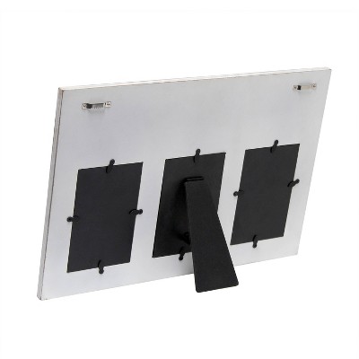 White Wash Wood Triptych Photo Frame with Blessed Typography