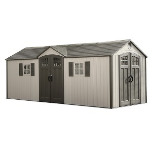 Lifetime 20 ft. x 8 ft. Dual Entry Outdoor Storage Shed, Tan (60127) - 1 of 4