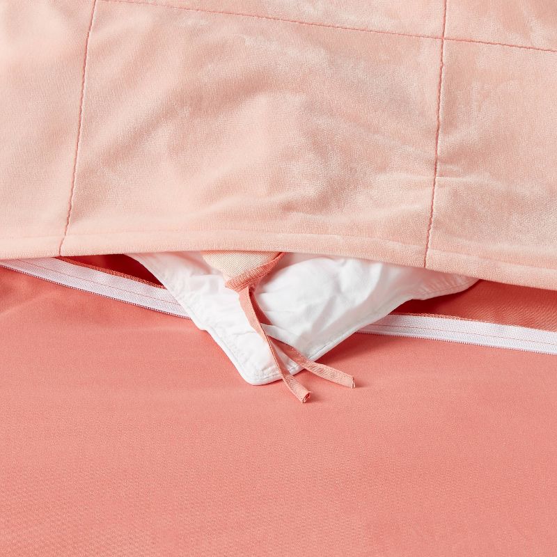 Kids' Duvet Windowpane Velvet Pink - Pillowfort™, 5 of 11