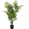 Monarch Specialties Artificial Plant 47 inch Tall Areca Palm Tree Indoor Faux Fake Floor Greenery Potted Real Touch Decorative Green Leaves Black Pot - 2 of 4