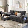 84 Inch Sleeper Sofa Couch, L-Shaped Sofa, Convertible Pull Out Sofa Bed with Storage, Charging Station, Led Lights, Modern Sectional Sofa - 2 of 4