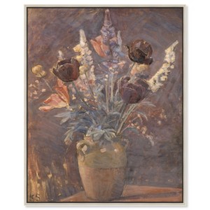 Art Remedy Clay vase with tulips and other flowers Classical vintage floral vase wall art Framed - 1 of 4
