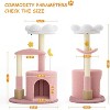 Small Cat Tree Condo with Sisal Scratching Post, 33 Inch Modern Cute Flower Cat Tree Tower with Cozy Perch Toy Ball - 3 of 4