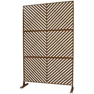DSVIMOY Outdoor & Indoor Privacy Screen, Freestanding Decorative Privacy Screen for Deck Balcony Patio, Brown, 48"*76"*16" - 1 of 4