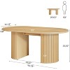 Tribesigns 63" Dining Table for 4-6, Oval Dining Room Dinner Table for Kitchen, Living Room, Sturdy Wood Stripped Base, Oak - 2 of 4