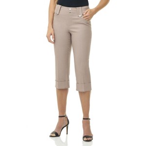Rekucci Women's Pull-On Mid-Rise Cuffed Capri Pants Comfort Waistband - 1 of 4