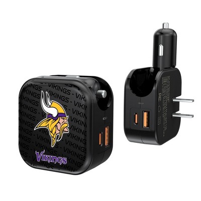 Minnesota Vikings Text Backdrop 18-Watt 2 in 1 USB A/C Charger