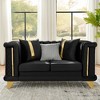69" Velvet Loveseat Luxury Sofa with Gold Stainless Steel Trims and Embroidered Texture, Mid Century Modern Victorian Tufted Couch - 2 of 4