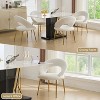 26" Upholstered Dining Chairs Accent Chairs Armless Bistro Chairs with Curved Backrest and Golden Metal Leg, Velvet/Teddy, White/Green/Pink-ModernLuxe - 3 of 4
