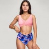 Anna-Kaci Swim Women's Wrap Front Bikini Top and High Waist Printed Bottom Two-Piece Swimsuit with Paisley Pattern Design - 2 of 4