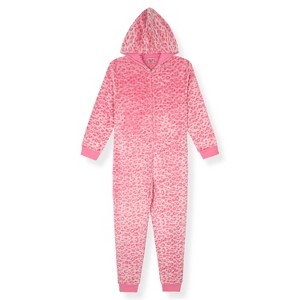 Sleep On It Girls Clouds & Rainbows Zip-Up Hooded Sleeper Pajama with Built Up 3D Character Hood - 1 of 3