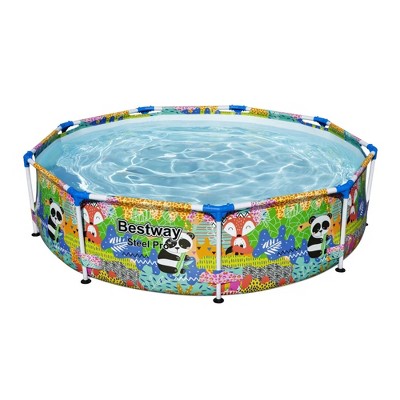 Bestway Steel Pro Above Ground Round Outdoor Backyard Swimming Pool
