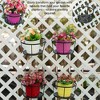 Gardenised Set of 4 Decorative Round Iron Hanging Bucket Style Plant Pot Holders and Flower Baskets with Hooks - 4 of 4