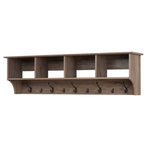 Greenco Entryway Wall-Mounted Floating Shelf with Wooden Peg