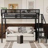 KWPZQEB Loft Bed with Storage Stairs, Heavy Duty Metal Loft Bed Frame with Built-in Storage Shelves & Wardrobe for Teens, Easy Assembly - 2 of 4