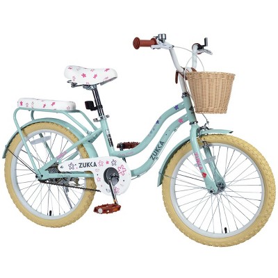 INFURNIC Bicycles Girls Bike with Basket for Kids 20 Inch Steel Frame Caliper and Band Brakes, Green, 53.2"*22.5"*35.8"