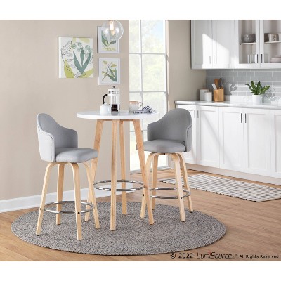 30" Bamboo Top Mid-Century Modern Counter Table with Chrome Accents