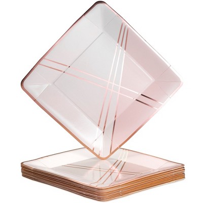 Silver Spoons Elegant Disposable Square Plates for Party, Heavy Duty Disposable Dinner Set (18 PC)