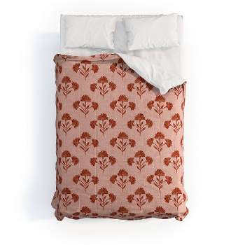Suri Floral Cherry Schatzi Brown Comforter Set Pink - Deny Designs