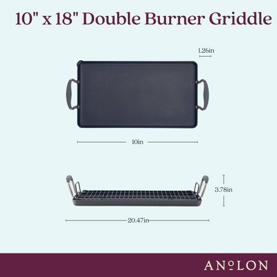 Advanced Home 10"x18" Moonstone Hard-Anodized Double Burner Griddle
