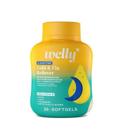 Welly Nighttime Cold & Flu Reliever Softgels - 26ct
