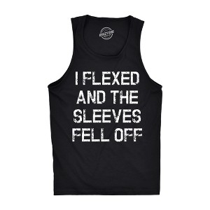 Mens I Flexed and the Sleeves Fell Off Tank Top Funny Sleeveless Gym Workout Shirt - Crazy Dog Men's Tank Top - 1 of 4