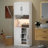 71 Inch Tall Kitchen Pantry Cabinet with Microwave Stand & Led Lights, Hutch Storage Cabinet, Slim Wood Cupboard for Dining Rooms, Apartments, White - 4 of 4